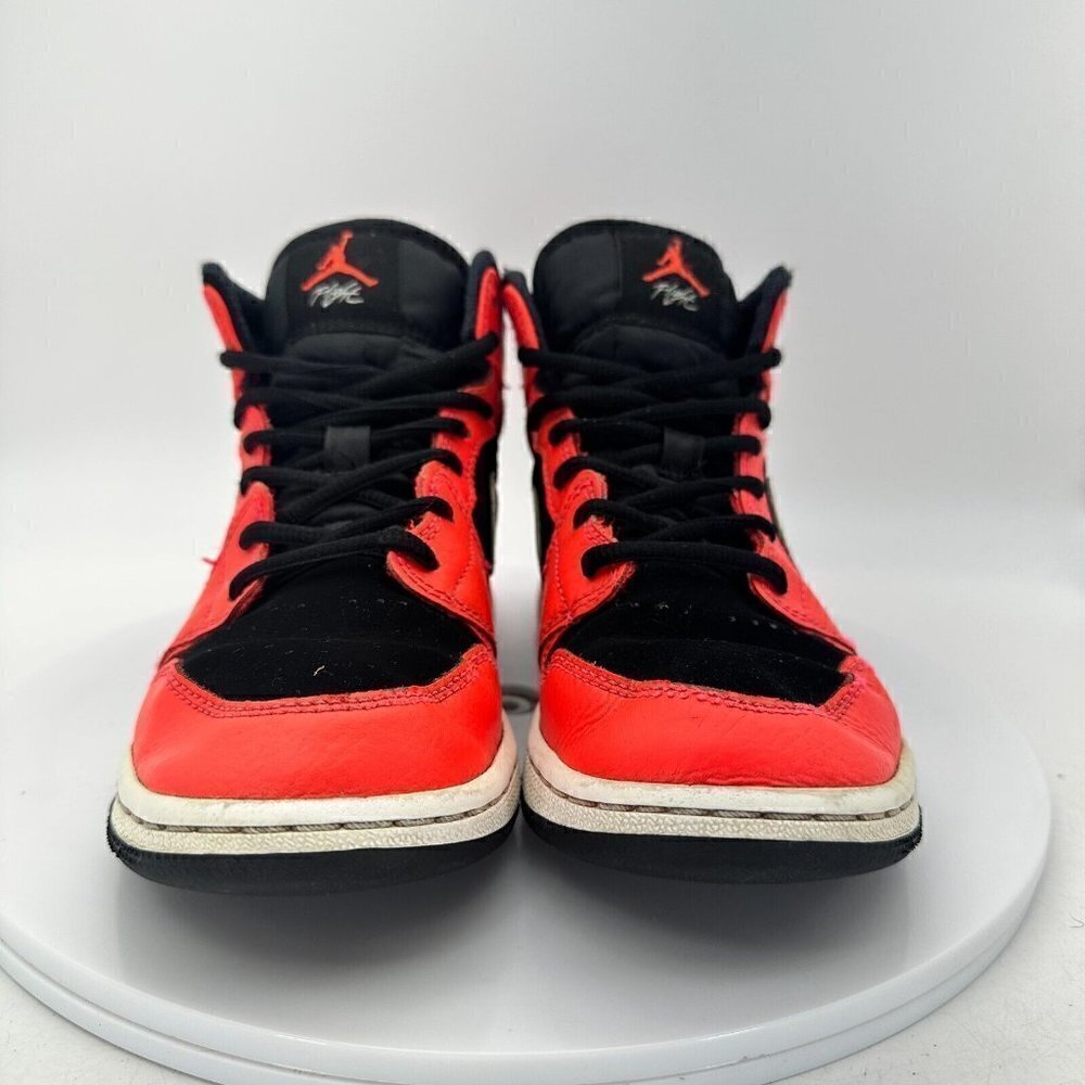 Nike Air Jordan 1 Mid Youth Size 4.5Y 554725-061 Infrared Black White Shoes - Picture 2 of 13